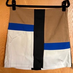Diane Von Furstenberg Colorblock Skirt with Exposed Side Zip